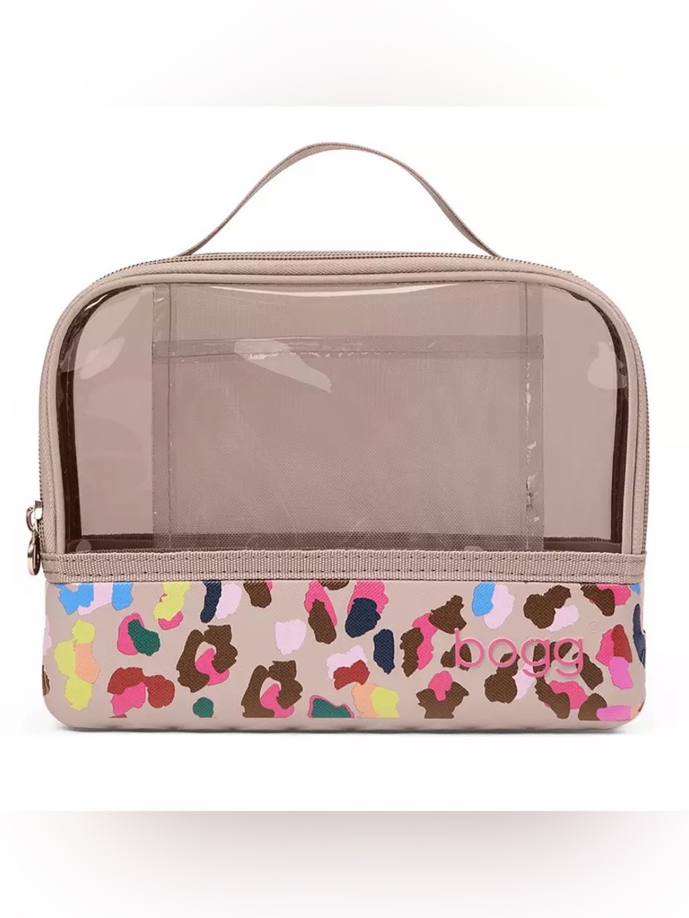 Bogg Clear Cosmetic Bag in Taupe Leopard Print